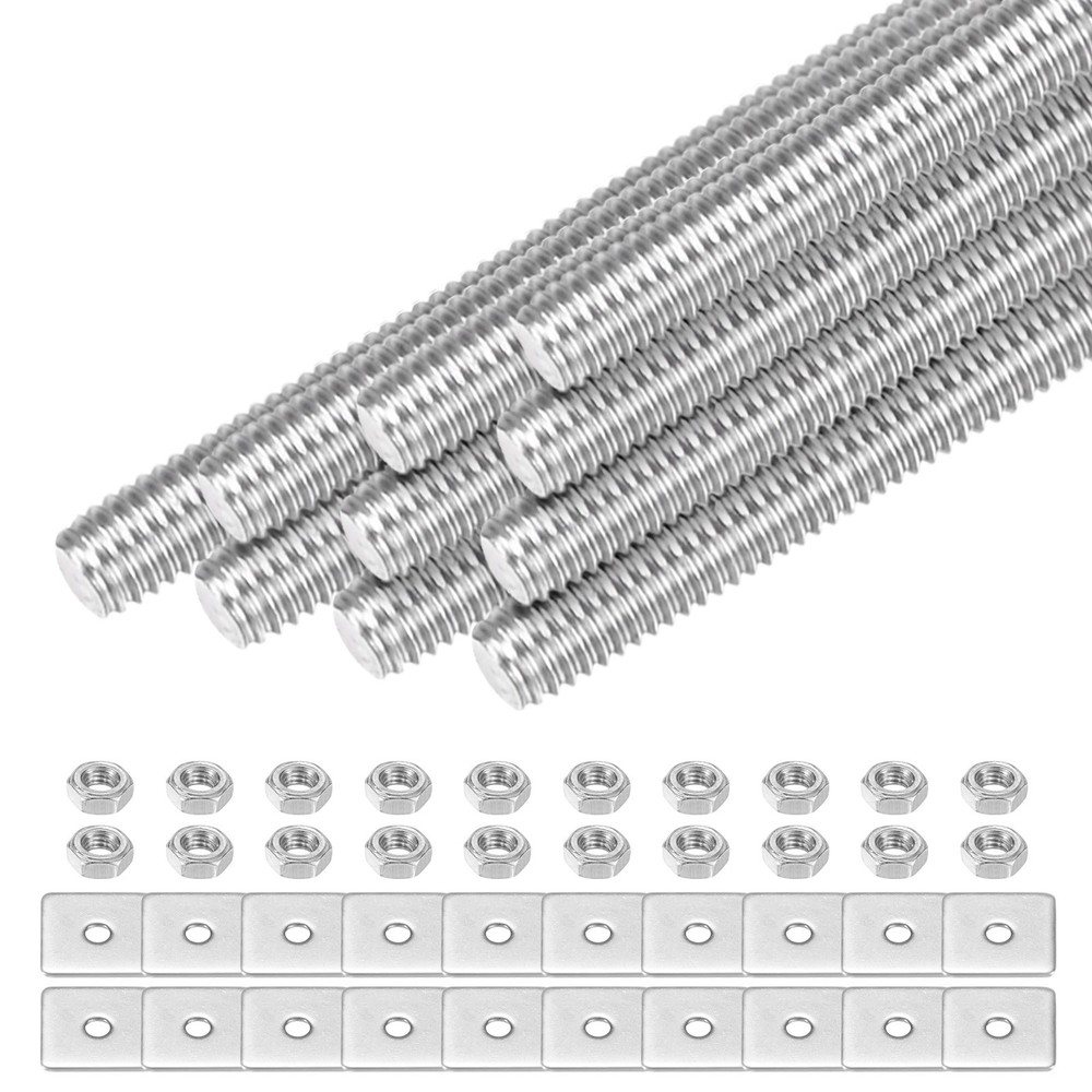 10-Set Fully Threaded Rod, M3x55mm Right Hand Thread Bar Studs with Nuts