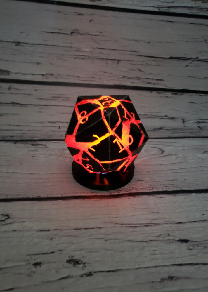 d20 tea light lamp Dungeons and Dragons dice light color changing dnd