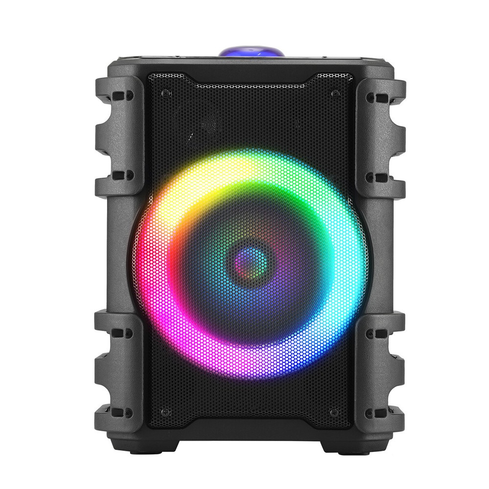 8'' Bluetooth Rechargeable Speaker With Led Party Lights + Wireless Microphone