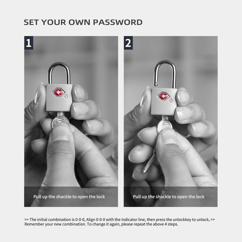 UP Security Luggage Locks TSA Approved 4 Pack, for Gray