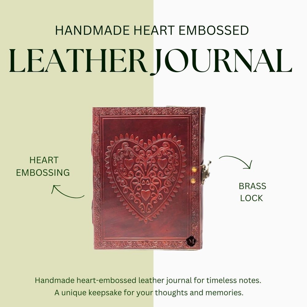 Handmade Leather Journal8x6Vintage Diary Notebook–Single Lock –200 Lined Page