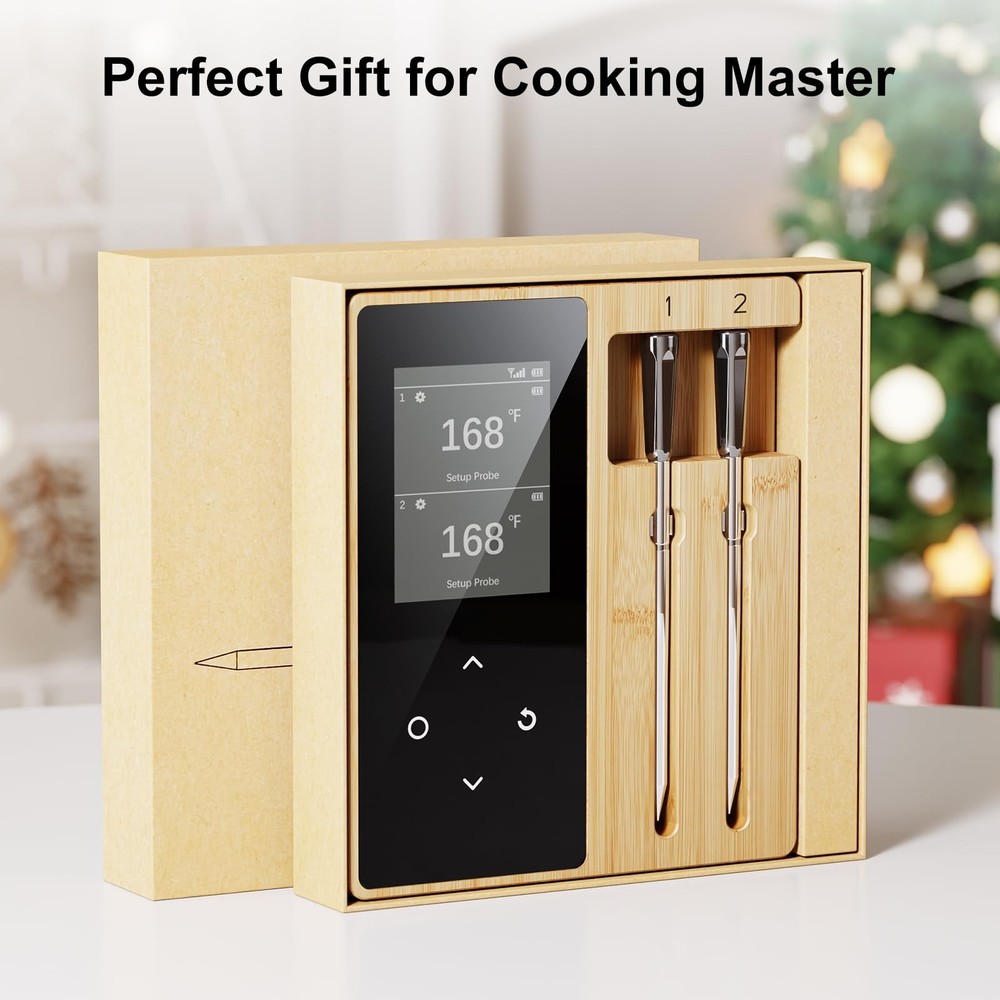 Wireless Meat Thermometer Digital with 2 Probes, Long Range Bluetooth Food Th...