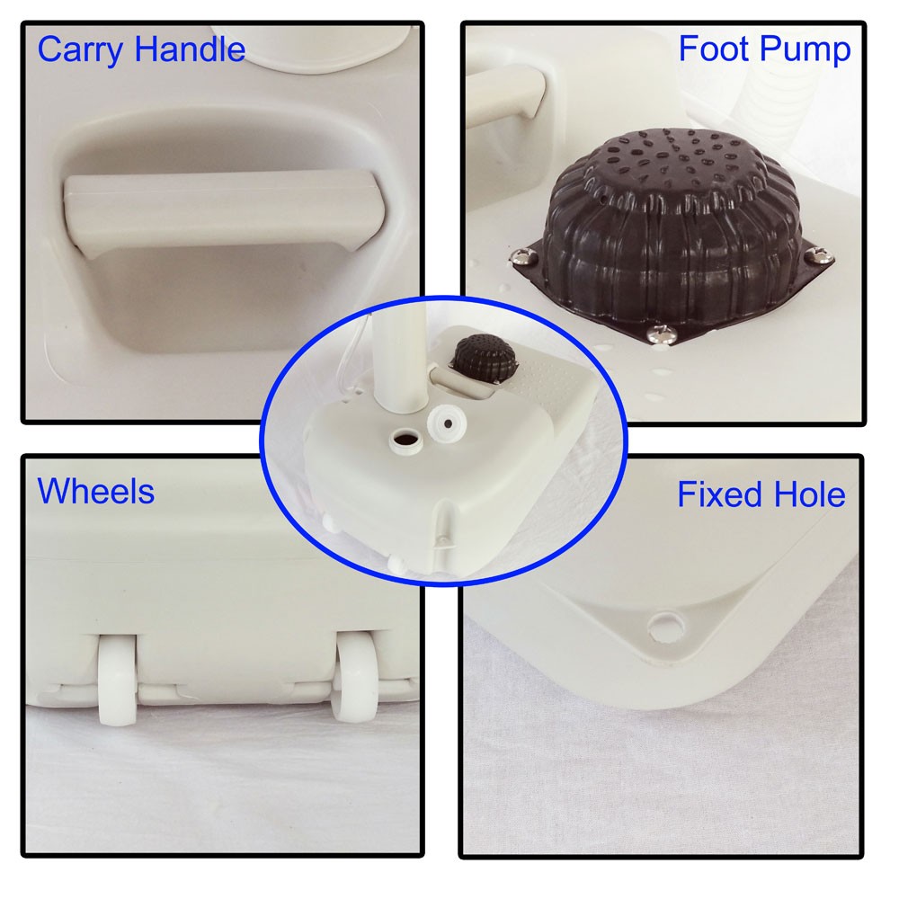 Portable Outdoor Foot Pump Camping Sink Hand Wash Basin w/ 3.5L Water Tank White