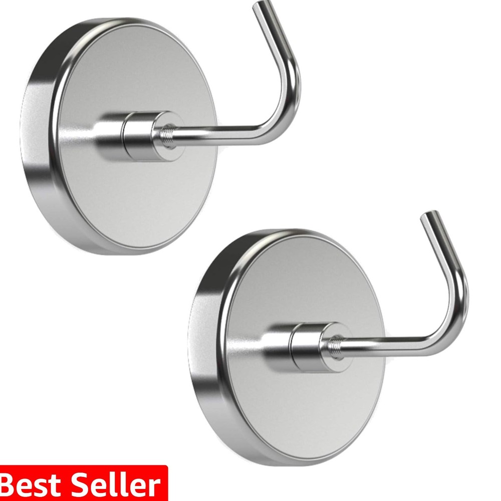 Extra-Strong Set Magnetic Hooks, 2pc, Chrome, 2 Count