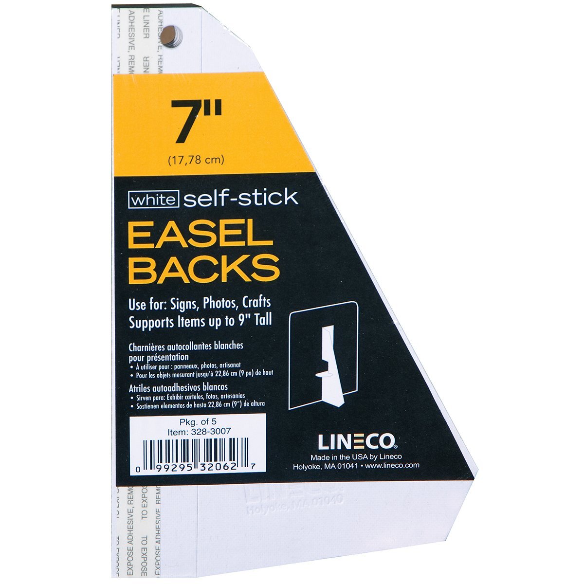 Lineco Single Wing Self-Stick Easel Backs, Size 7", White, Pack of 25