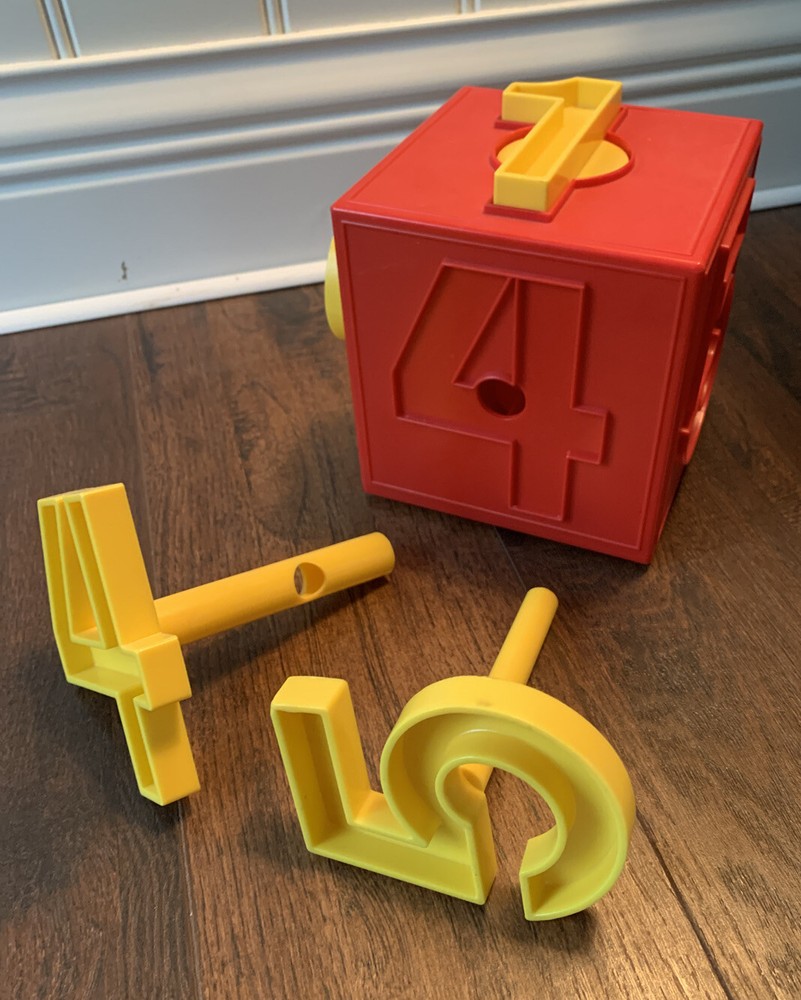 Number Cube Early Learning Puzzle Educational Home School Red Yellow Plastic
