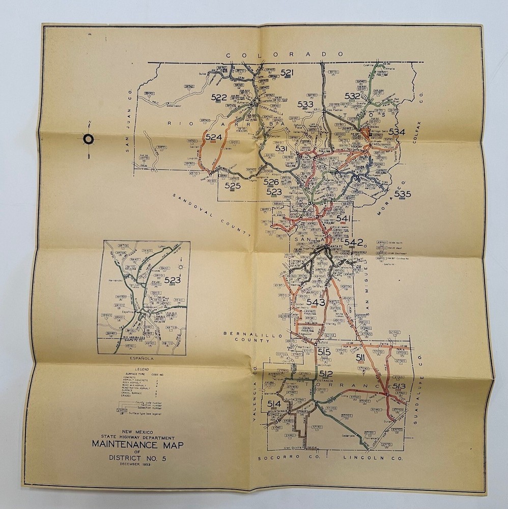 New Mexico Maintenance Map for District 5. 1953.