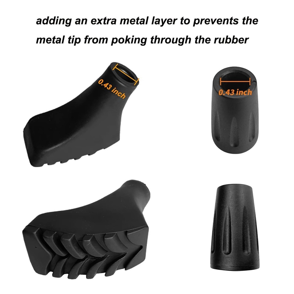 Hiking Walking Sticks Rubber Tips 10 Pack, Replacement Tips Protectors, Snow ...