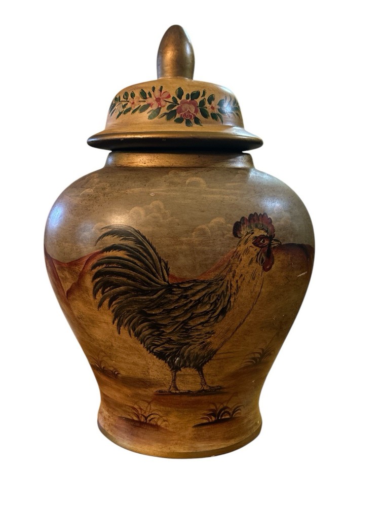 Pottery Jar rooster print(double Sides)
