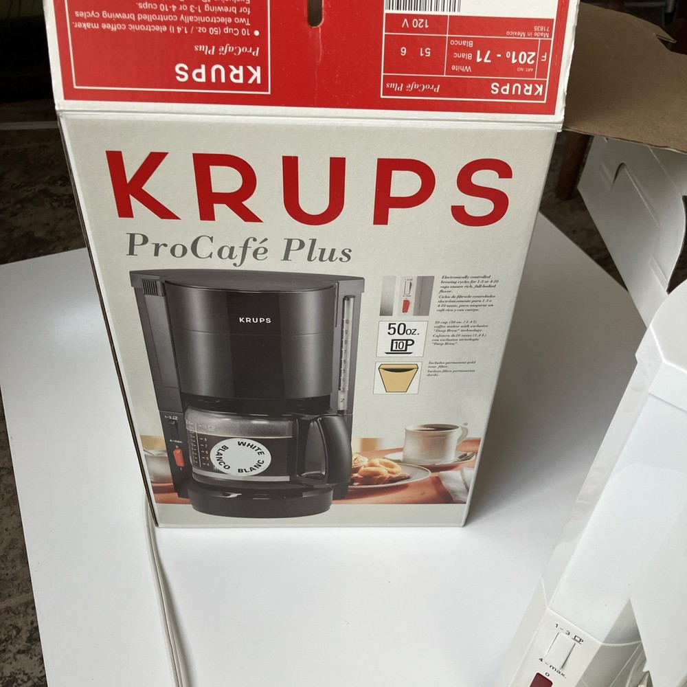 KRUPS Type 201-71 Pro Cafe Plus 10-Cup Coffee Maker – White -Tested/ Retired