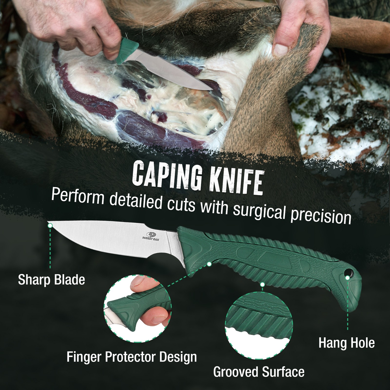 MOSSY OAK 4PC Hunting Knife Set Hunting Field Dressing Kit W/Sheath Perfect Gift