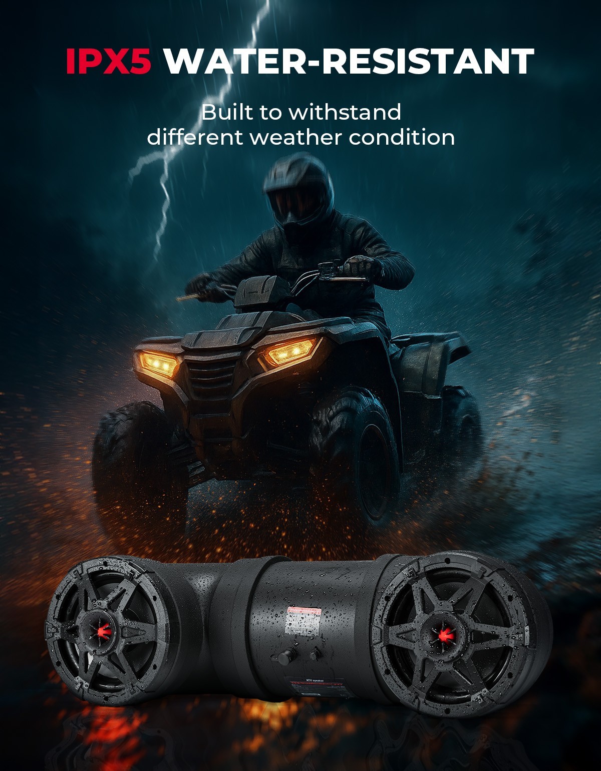 8 Inch ATV Tube Speaker Bluetooth Audio Systems for Outlander Sportman Fourtrax