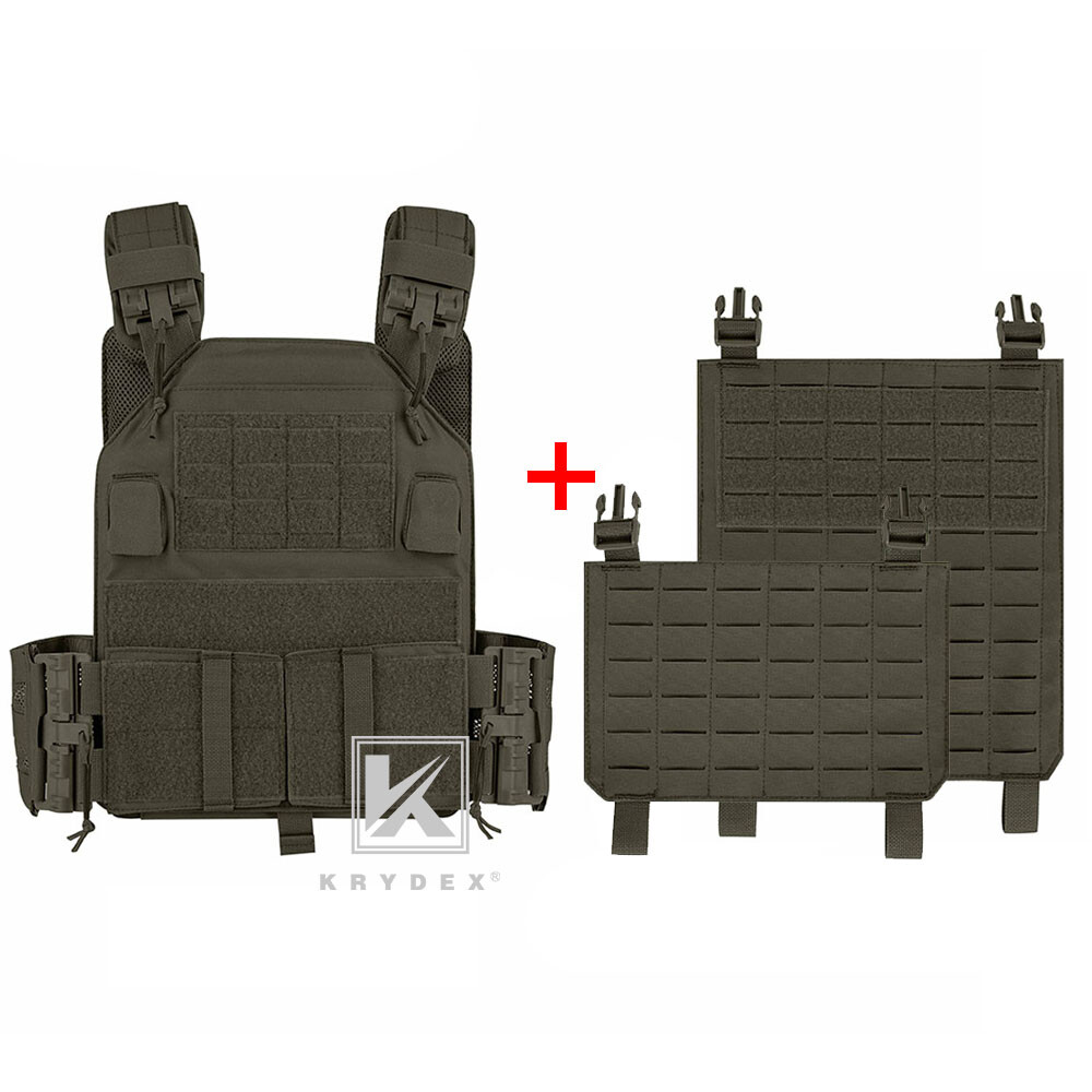 KRYDEX Plate Carrier Tactical Vest Quick Release & Laser Cut MOLLE Panel w/ Clip