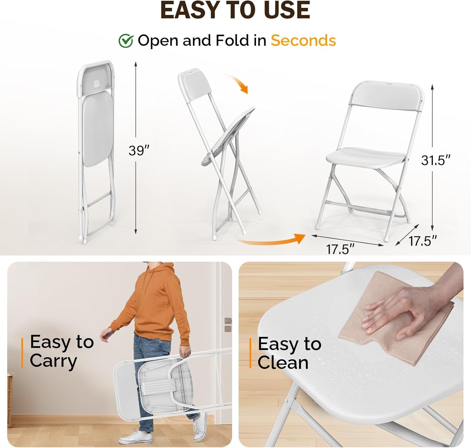 Garden 8Pack Plastic Folding Chairs Stackable Wedding Party Camping Dining Seats