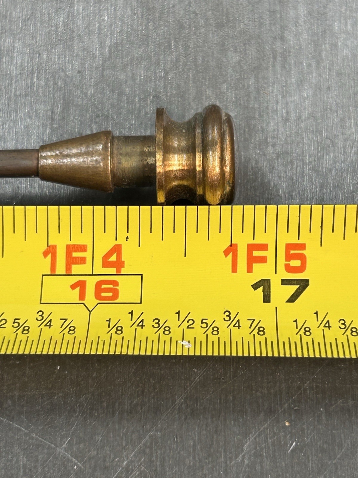 QTY 1 ANTIQUE CARD CATALOG SKEWER ROD WITH BRONZE KNOB AND BRONZE PLATED ROD