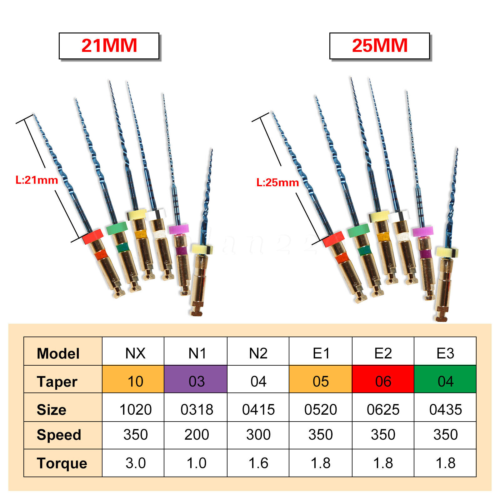 Endo Rotary Files SX-F3 X-Pro Gold Taper Files X3 Pro Gold Niti Files 21/25/31mm