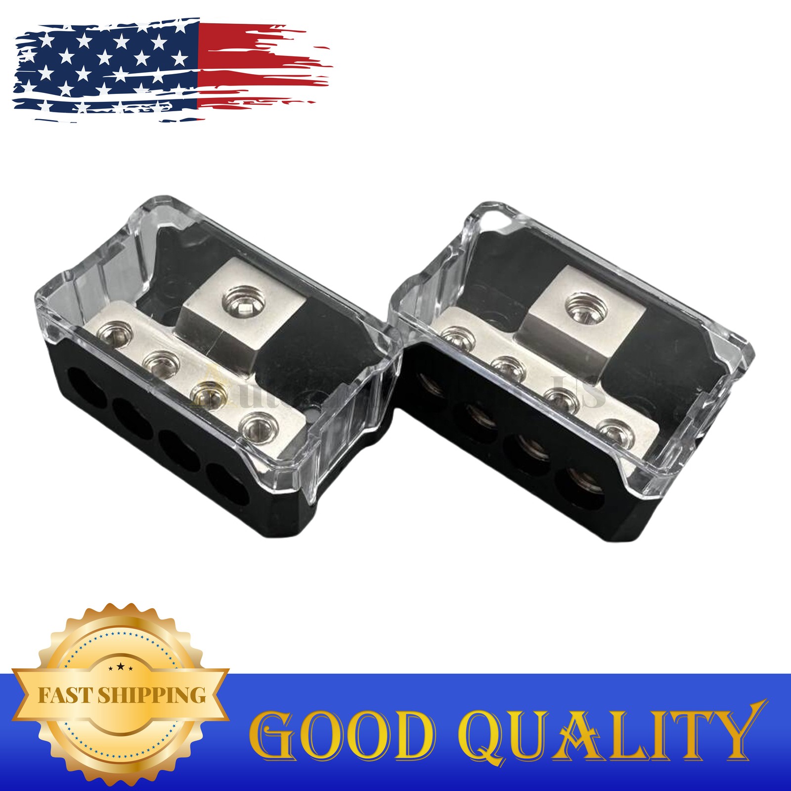 2x Power Ground Amp Distribution Block 0/2/4 Gauge Input 4/8/10 Gauge Output US