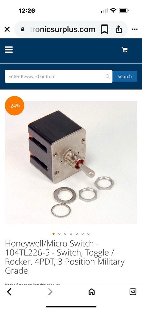 Honeywell Micro Switch 104TL226-5 TOGGLE