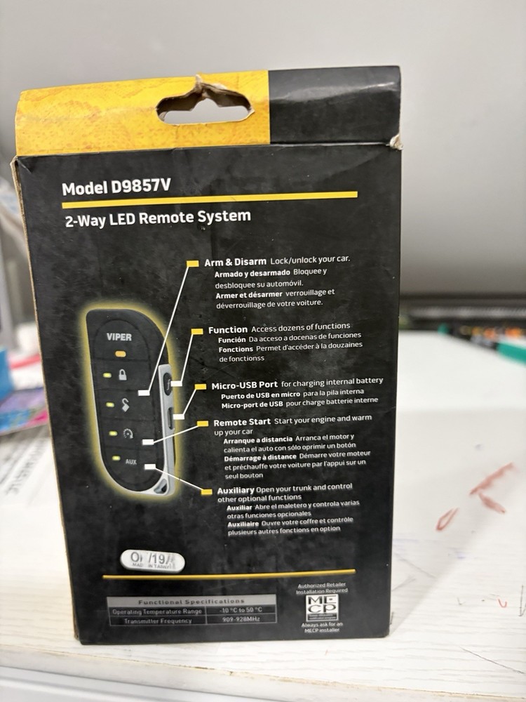 Viper D9857V 2-Way LED DS4 / DS4+ RF Kit – Includes Two Remotes and Antenna