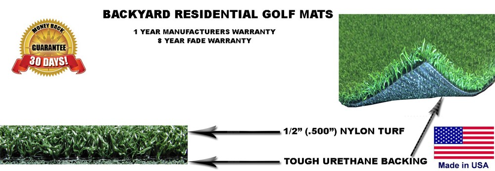 Backyard Golf Mat 2 ft x 3 ft Residential Practice Golf Roll Down Fairway