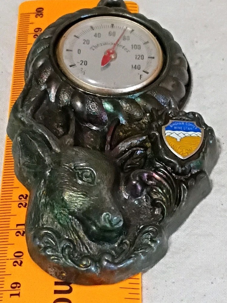 Bingham Copper Mine Utah 4.5" Copper Elk Thermometer D21