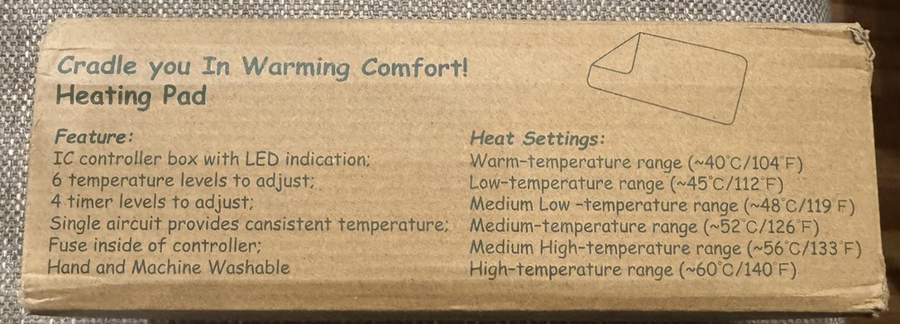 Deepson Electric Heating Pad Gray New 24 x 12