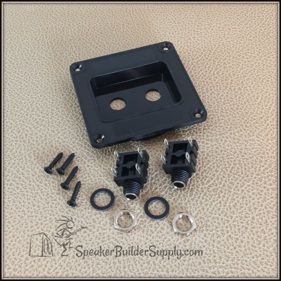 Plastic speaker jack dish for dual 1/4 jacks -empty dish or complete with jacks
