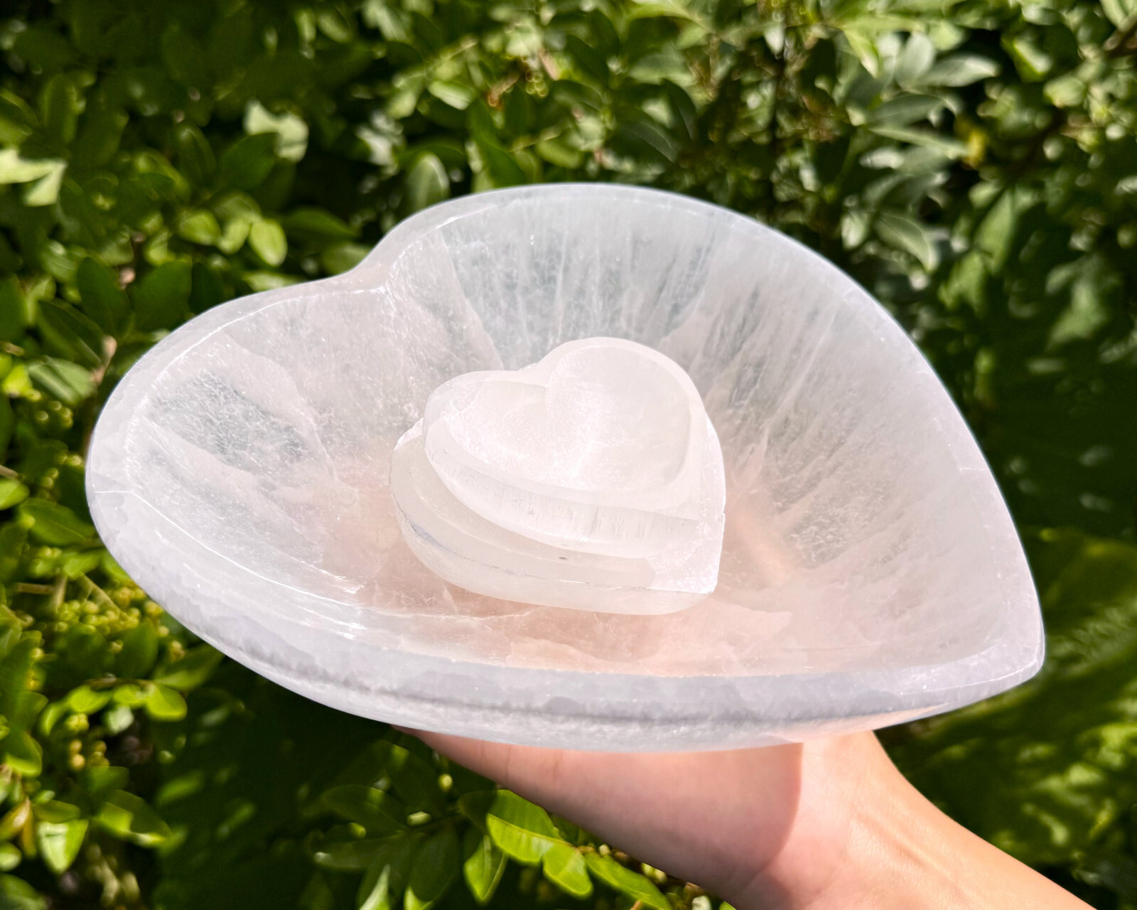 Polished Selenite Charging Bowls: Round, Moon, Hexagon & Heart Shape (Cleansing)