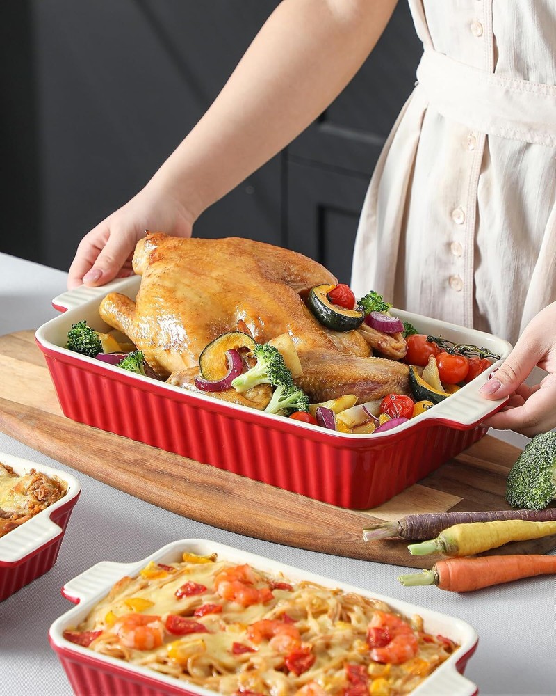 Bakeware set (4 pcs.), MALACASA Oven set with porcelain baking tray