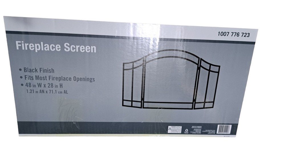 Salishan Black Steel 3-Panel Fireplace Screen