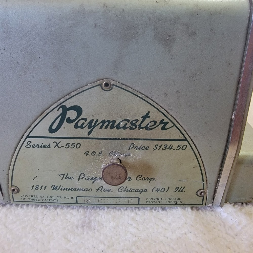 Paymaster Check Writer Series X-550 7 Column Dollars & Cents