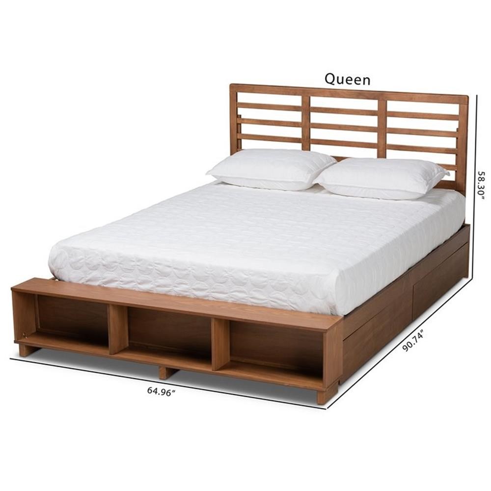 Baxton Studio Brown Finished Wood 4-Drawer Full Size Platform Storage Bed
