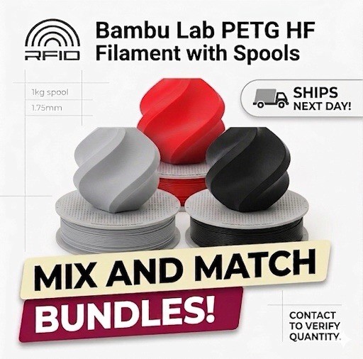 Bambu Lab PETG HF Filament – Pick Your Color – Bundle Pricing Available