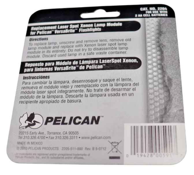 Pelican VersaBrite Model 2204 Replacement Laser Sharp, Xenon lamp Collimated