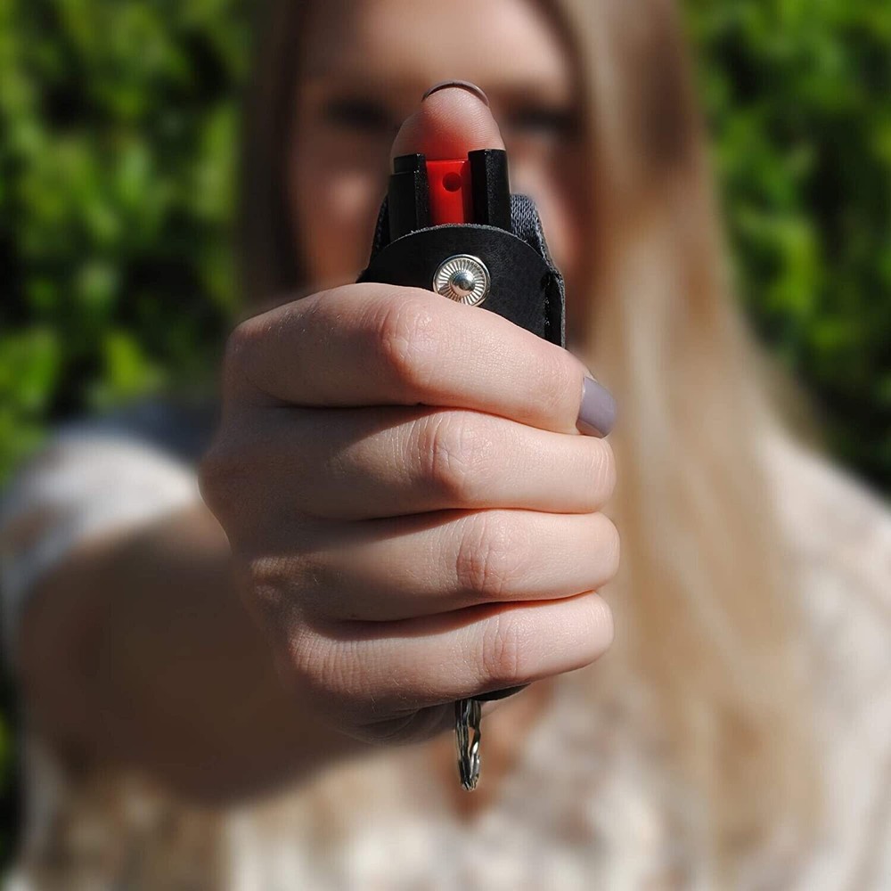 2 PACK BURN Pepper Spray 1/2oz Self Defense Keychain Security Case Black + Red