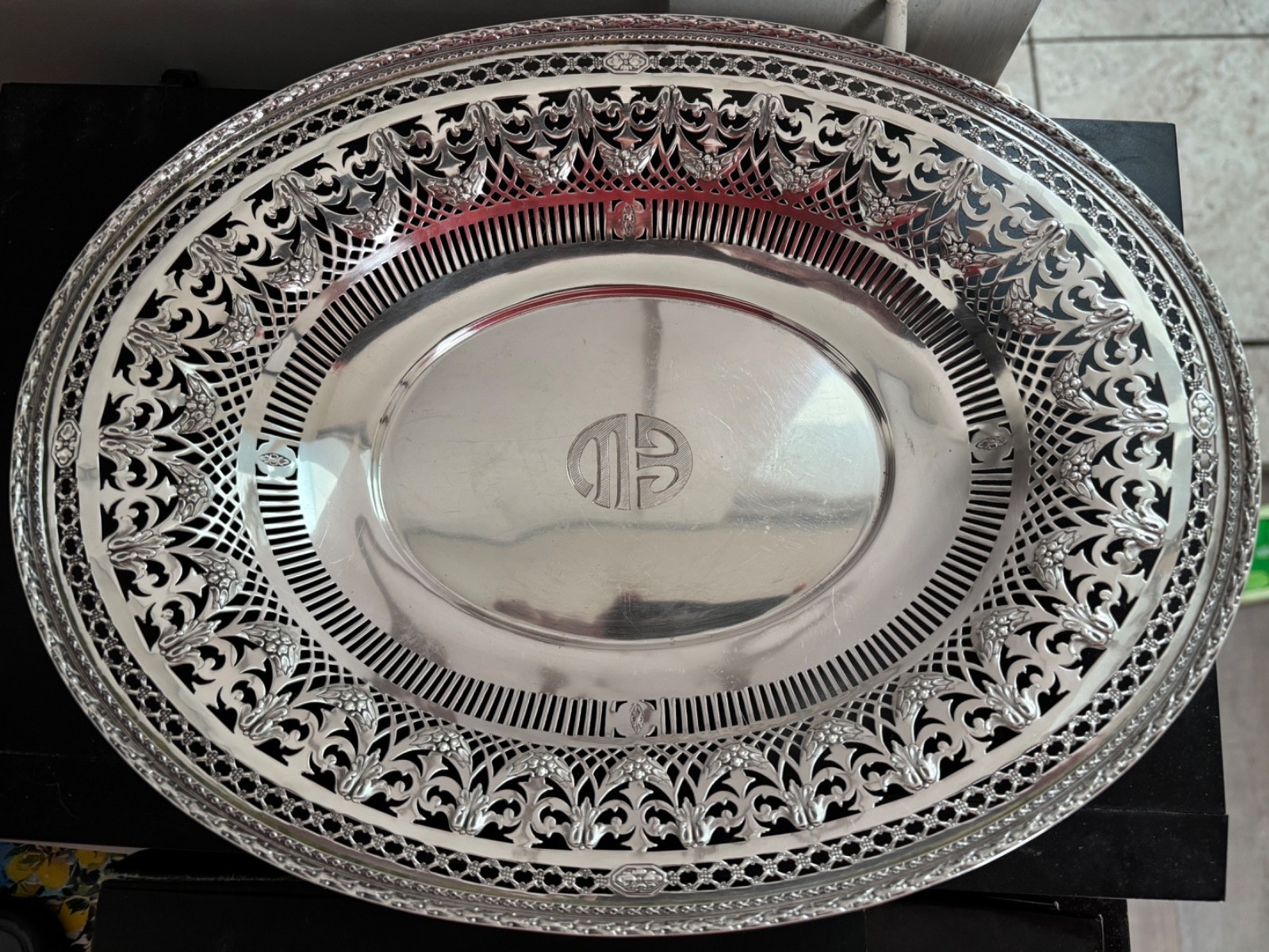 Large Deeply Pierced Sterling Silver Bowl 16.88 Troy Ounces