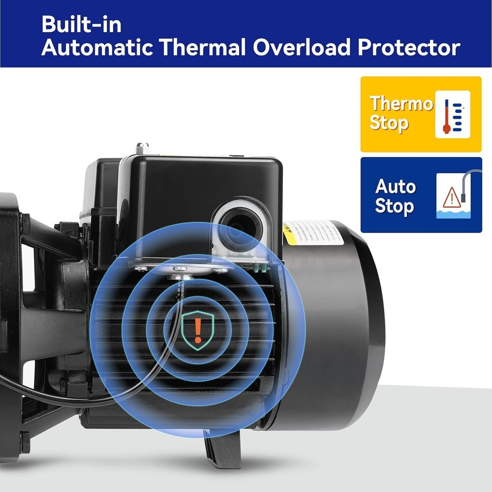 High Efficiency Cast Iron Well Pump with Automatic Pressure Switch - 25.9 GPM