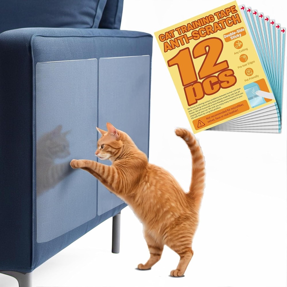 "12Pack Couch Protector from Cat Claws, Doublesided Cat Scratch Furniture Protec