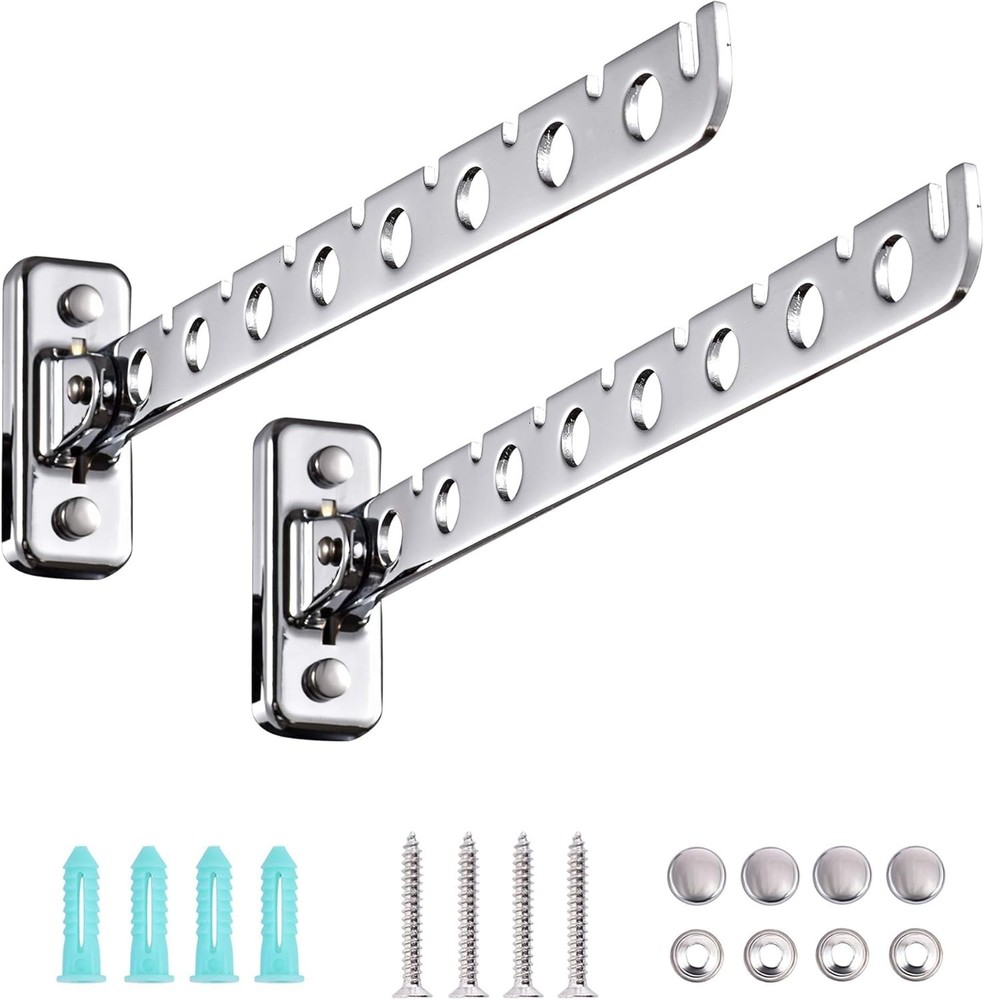 Wall Mounted Clothes Drying Rack 2 Pack Stainless Steel Space Saver Foldable