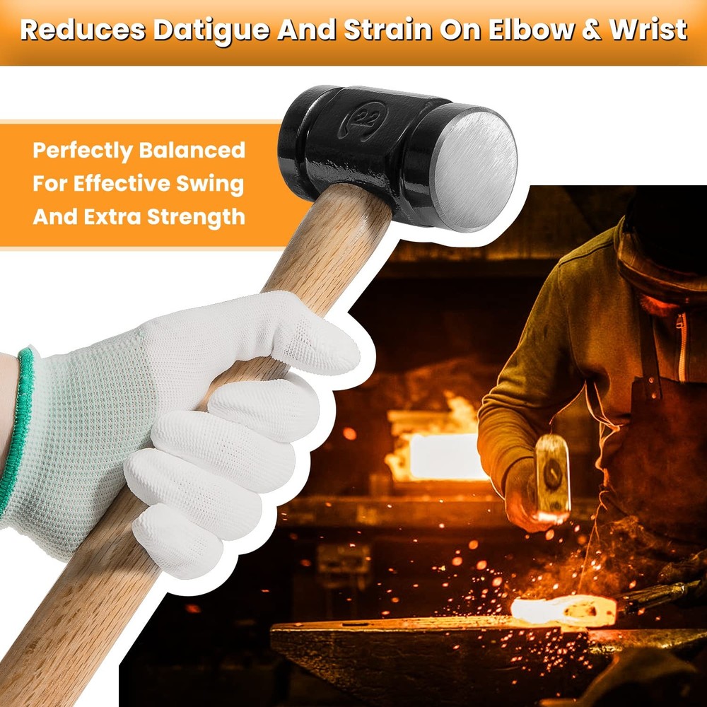 36oz 61B Rounding forge Hammer, Versatile Blacksmith Hammer