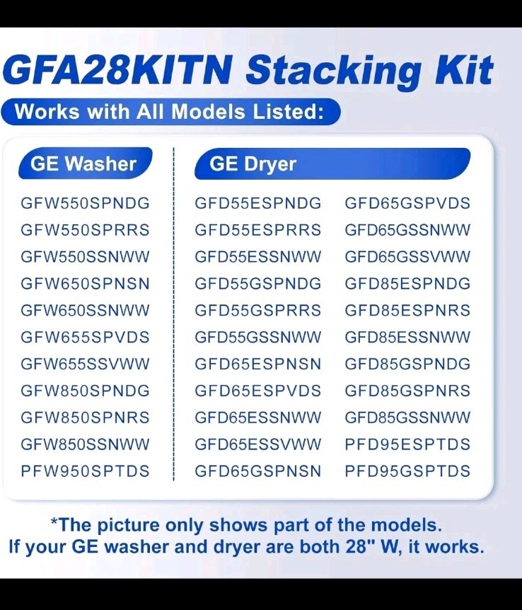 GE 28 in. Washer/Dryer Stack Bracket Kit GFA28KITN - NEW
