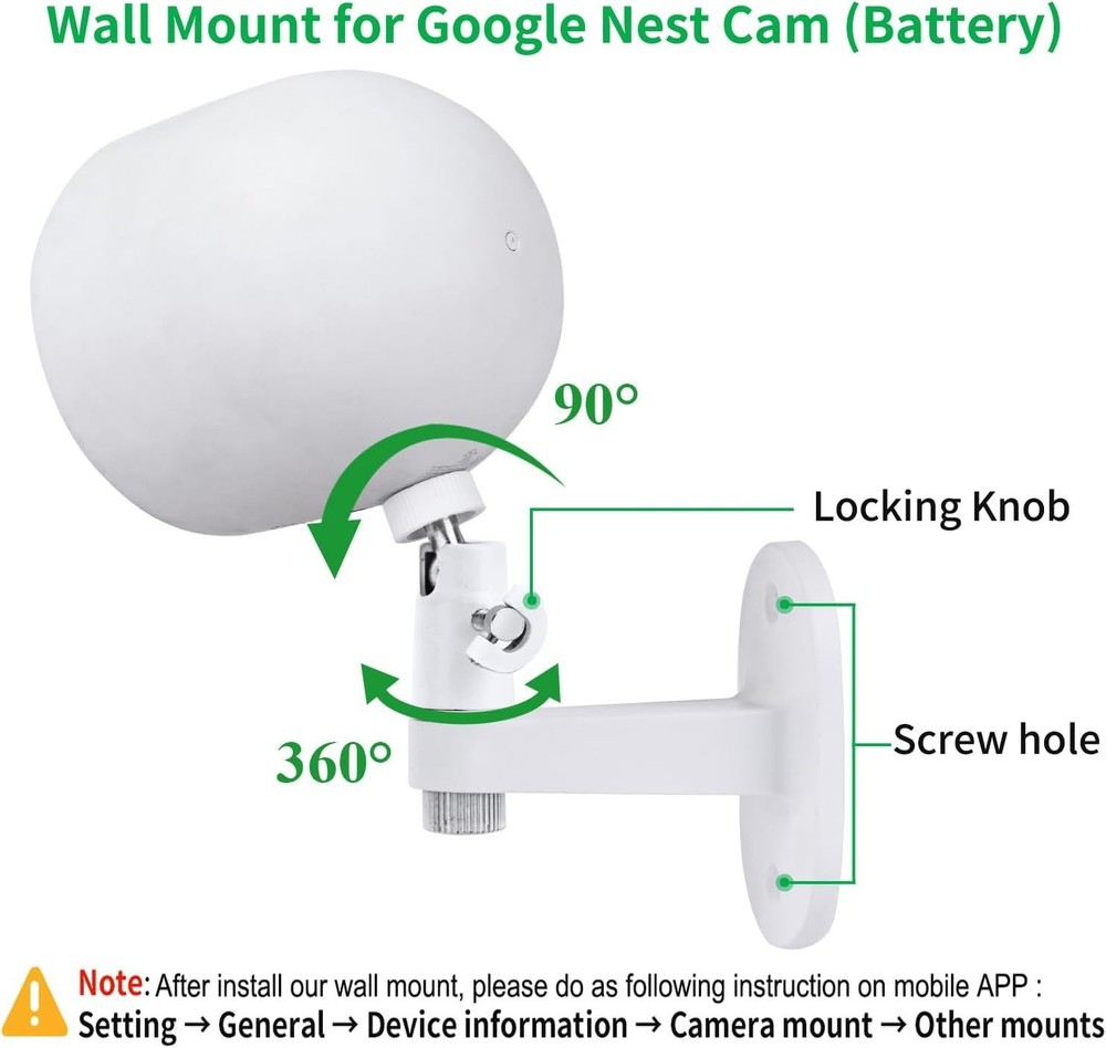 2Pack Adjustable Security Wall Mount Bracket for Google Nest Cam Outdoor or Indo