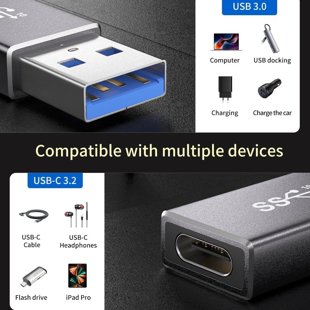 [10Gbps] One-Sided High-Speed USB 3.2 Gen 2 Adapter - Single-Chip Silver