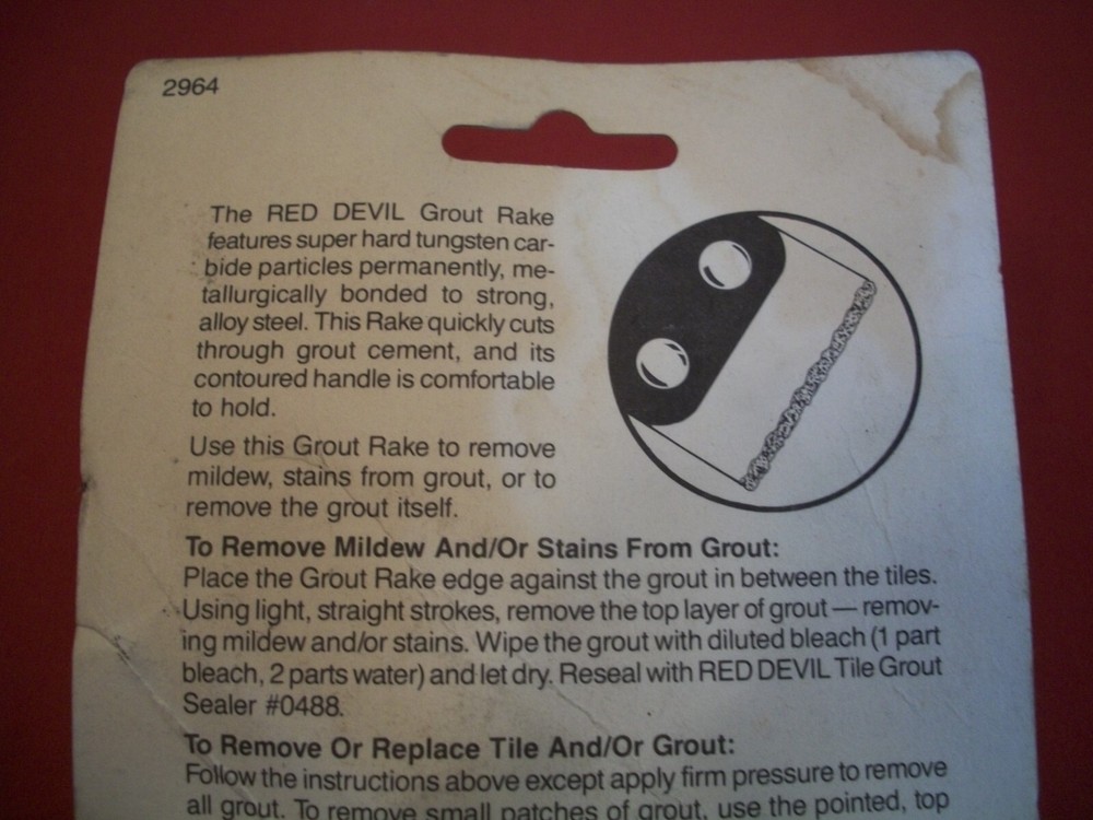 Red Devil Tungsten Carbide Grout Rake #2964, NIB