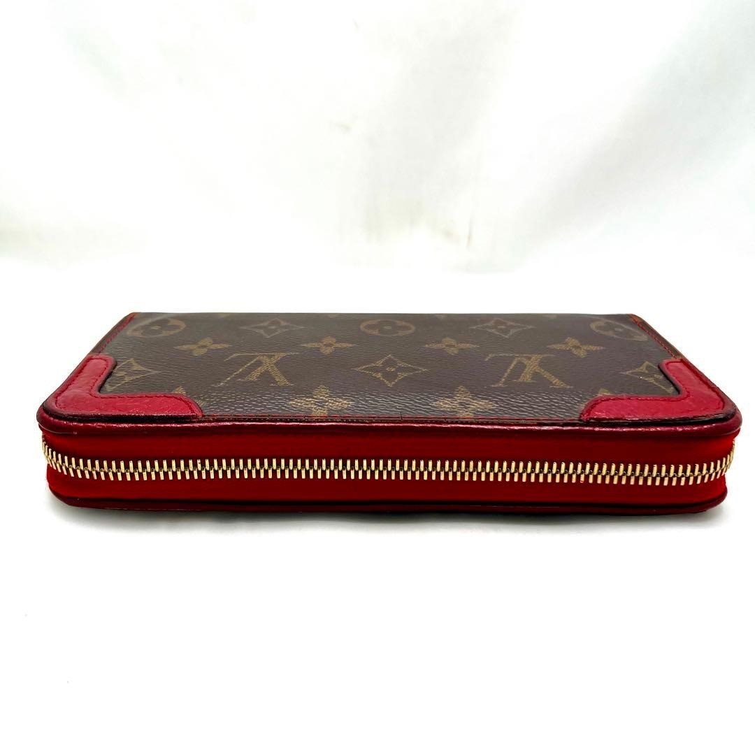 LOUIS VUITTON Monogram Retiro Round Zip Long Wallet Cerise Brown M61854