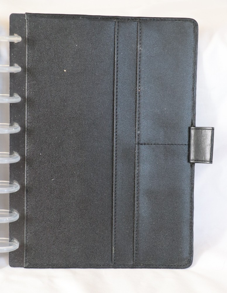 Leather Junior Circa Notebook Master Agenda Weekly Disc Black Leather Never Used