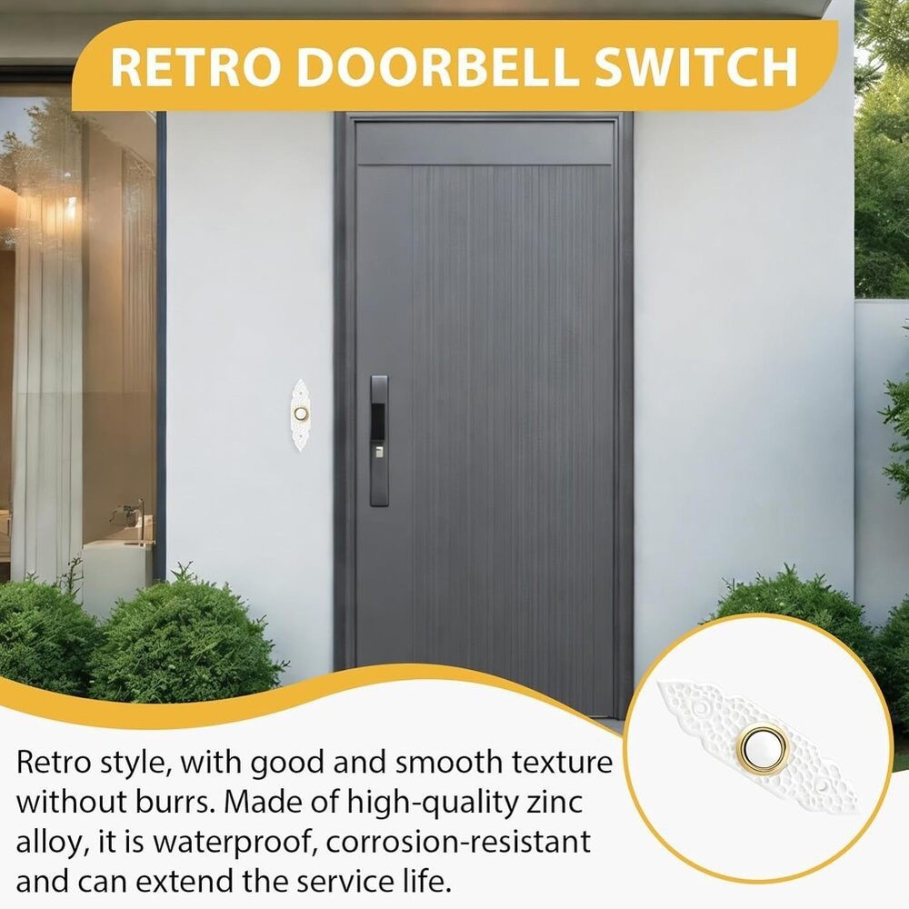 White Wired Doorbell Button Replacement with Reinforced Internal Components