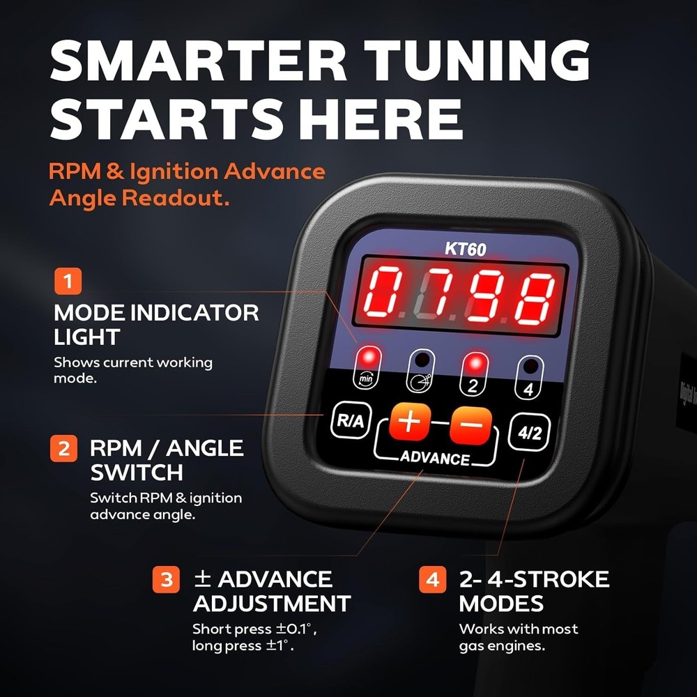 Automotive Timing Light Gun with Bright LCD Screen & Tachometer Functionality