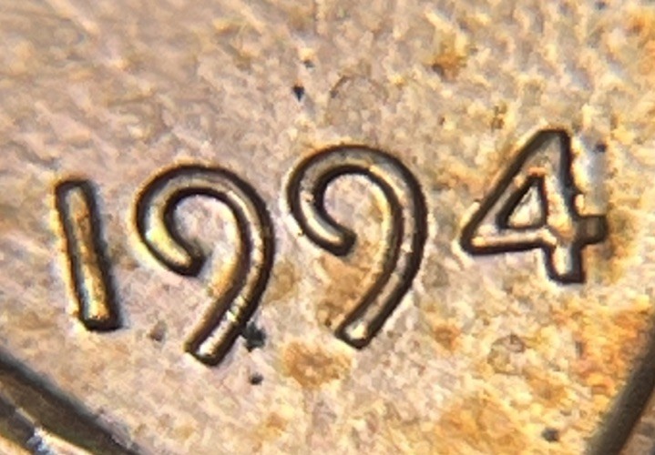 1994 4/4 Lincoln Penny Error 4 Over 4 Double 4 Date Error Uncirculated