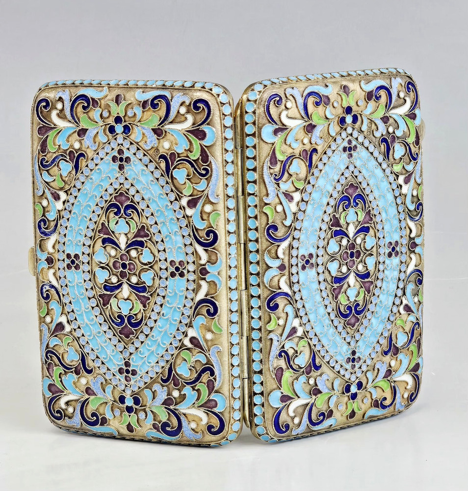 19C Russian Gilt Silver Enamel Cigarette Case